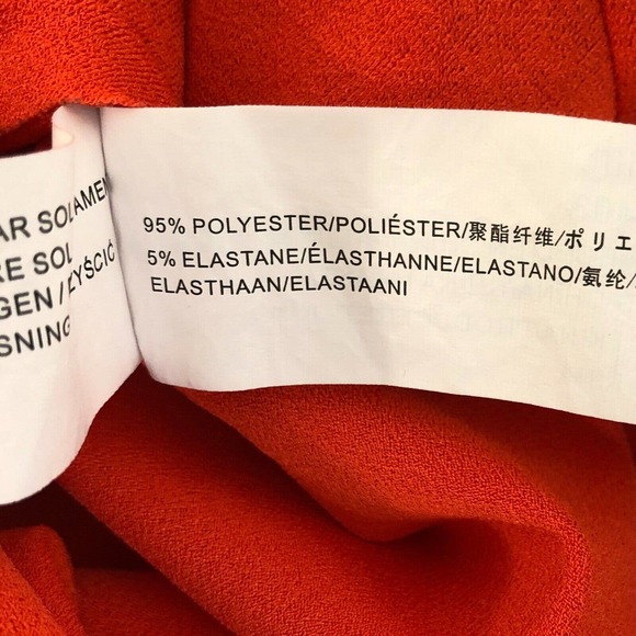 JOA Faux Wrap Top Orange Plunge V-Neck Ruched Stretch L - Picture 4 of 6